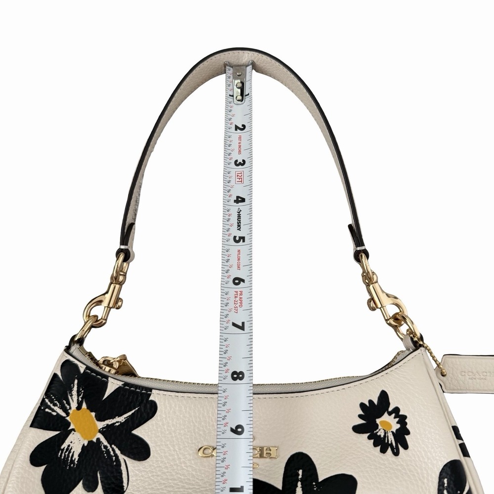 Coach Teri Pebble Leather Shoulder Crossbody Bag Floral Print Chalk Multi CZ587 - Picture 13 of 14